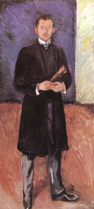 Edvard Munch Self-Portrait of holding paintbrush